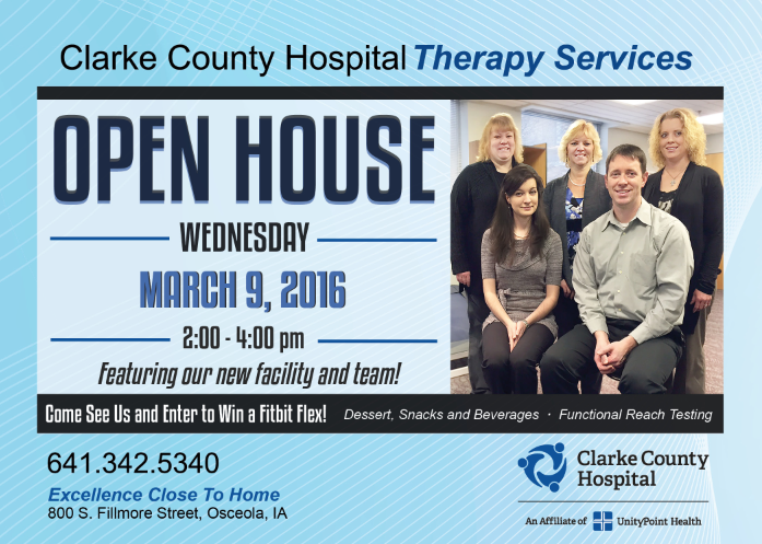 clarke county hospital therapy services department open house