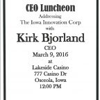 CEO Luncheon, Job Growth Forum, Clarke County Iowa