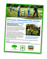 flyer about tree canopy workshop in osceola iowa